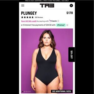 TA3 Swim: Plungy swimsuit, size 2x regular/long